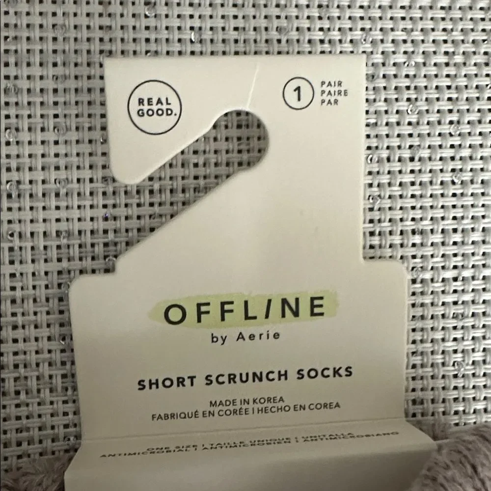 OFFLINE Pebble Brown Short Scrunch Tab Logo Cotton Socks